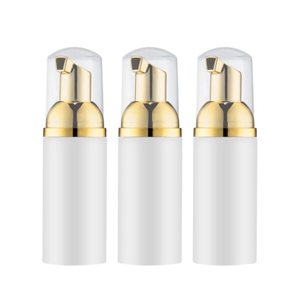 Tekson 2 OZ Foam Bottle with Gold Pump, Empty Travel Foaming Dispensers for Soap, Shampoo (3pcs, Gold)