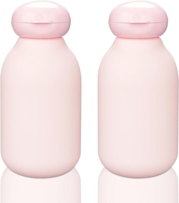 Squeeze Bottle with Flip Cap Travel Bottles for Toiletries 2 Pack 3.4 oz/100ml Travel Containers for Toiletries Shampoo and Conditioner Bottles Refillable Plastic Travel Size Bottles(Pink)