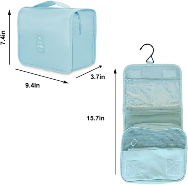 SRVR Toiletry Bag for Women Hanging Toiletry Bag Water Resistant，Cosmetic Makeup Travel Organizer with Hanging Hook (Light Blue) - Image 9