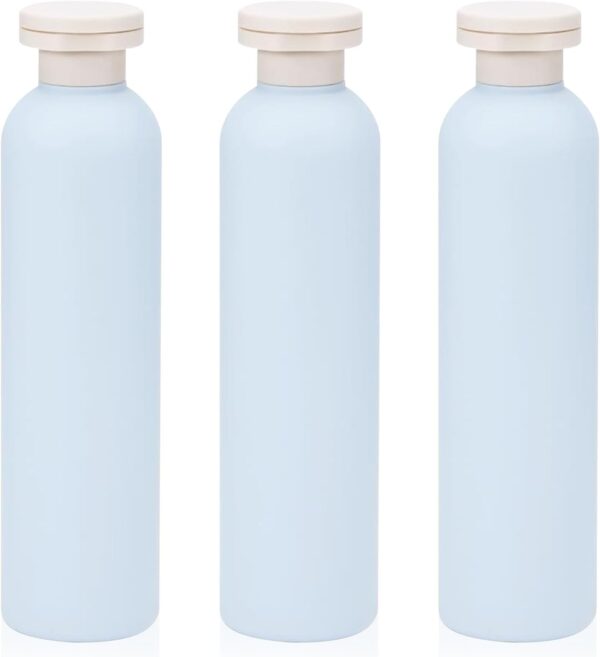 3Pcs 8.8oz Flip Top Squeeze Bottles,Reusable and Refillable Leak Proof Travel Bottles,For Lotions,Facial Creams,Shampoos,Hair Conditioner (Blue)