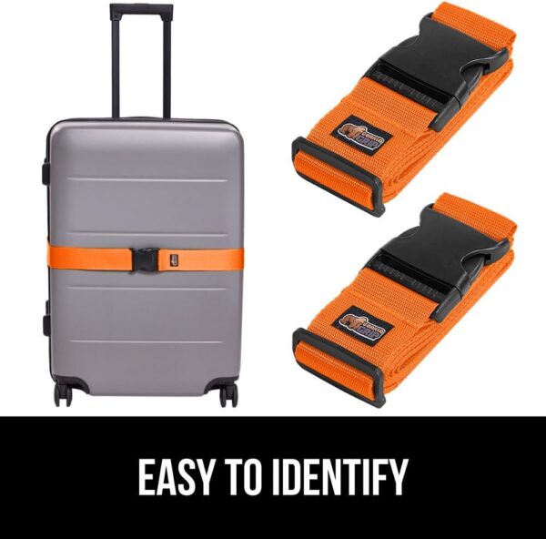 Gorilla Grip Heavy Duty 2 Pack Adjustable Luggage Straps for Suitcases, Easy to Identify Travel Belt Connector Holds Suitcase Together, Extends Life of Bag, Strap Connects Two Bags, Accessories Orange - Image 4