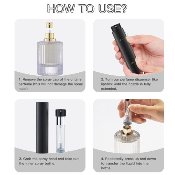 5ML Refillable Perfume Atomizer Bottle for Travel, Portable Cologne Atomizer, Pocket Perfume Spray (Matte Black) - Image 3