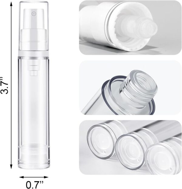 3pcs Empty Airless Pump Bottles Refillable Clear Travel Lotion Compact Vacuum Press Pump Bottle Cream Cosmetic Container for DIY Foundation, Gel, Lotion, Moisturiser - 10ml - Image 2