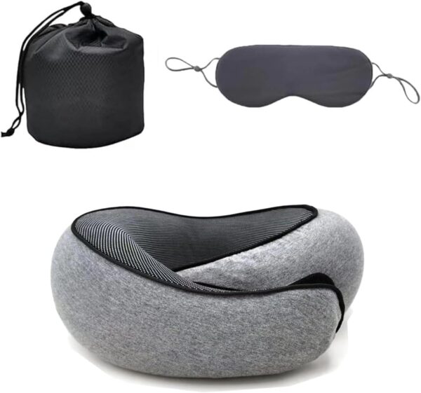 Travel Pillow Travel Neck Pillow, 360 Degree Comfort and Breathability, Airplane Travel Neck Pillow, Stowable U-Shaped Pillow, Gray, mollie us 02