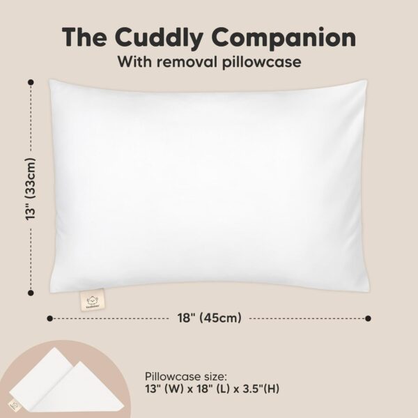 Toddler Pillow with Pillowcase - 13x18 My Little Cuddly Pillow, Viscose Derived From Bamboo Nursery Toddler Pillows for Sleeping,Kids Pillow,Small Travel Pillows,Mini Toddler Bed Pillow (Soft White) - Image 4