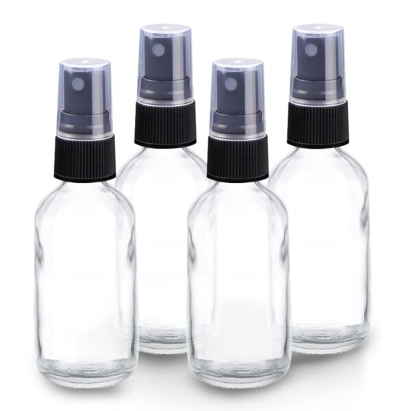 Wedama Mini Spray Bottles 2 oz, Amber Glass Spray Bottles, Empty Small Spray Bottles with Funnel Dropper, Fine Mist for Hair, Travel, Plants, Cleaning Solutions and Skin Care (4 Pack)