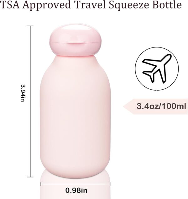 Squeeze Bottle with Flip Cap Travel Bottles for Toiletries 2 Pack 3.4 oz/100ml Travel Containers for Toiletries Shampoo and Conditioner Bottles Refillable Plastic Travel Size Bottles(Pink) - Image 4