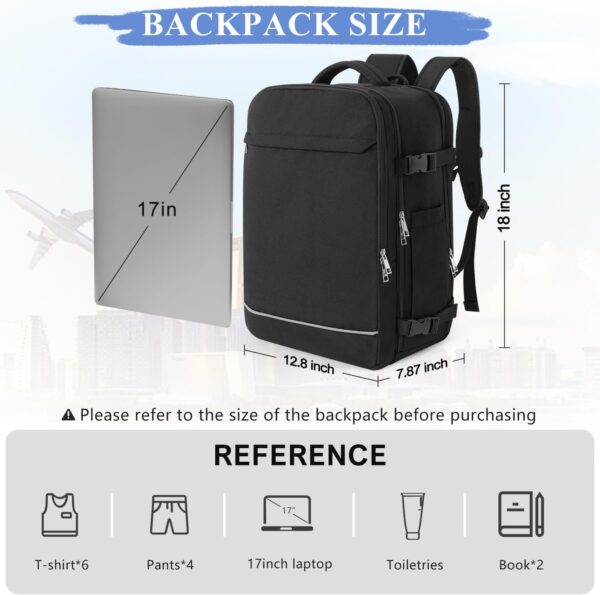 Personal Item Backpack, 40L Large Travel Backpack for Women Men, Waterproof Carry on Backpack for College, Business, Work - Image 4