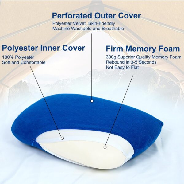 tuphen Camping Pillow Memory Foam Travel Pillow for Sleeping Backpacking Pillows Airplane Travel Hammock Beach Breathable Lightweight - Image 2