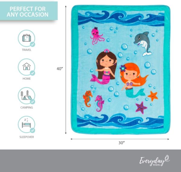 EVERYDAY KIDS Toddler Throw Blanket - 30" by 40" - Mermaids Undersea Adventure - Super Soft, Plush, Warm and Comfortable - Image 8