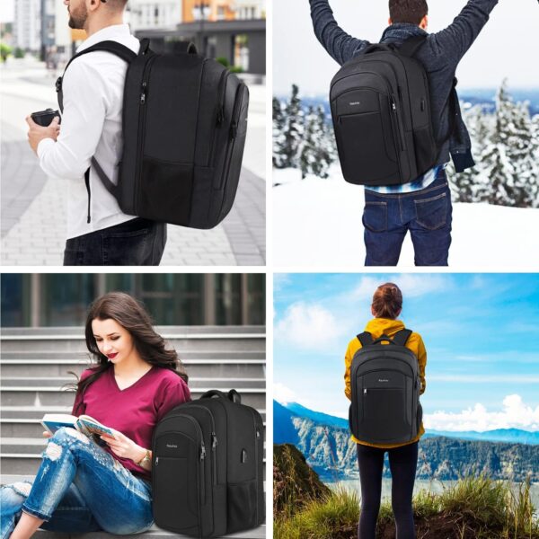 Extra Large Backpack for Men, Travel Laptop Backpack 17.3 Inch Anti Theft Water Resistant Business Backpack Carry On Backpack with USB Charging Port, TSA Big Backpack Durable Daypack Laptop Bag,Black - Image 6