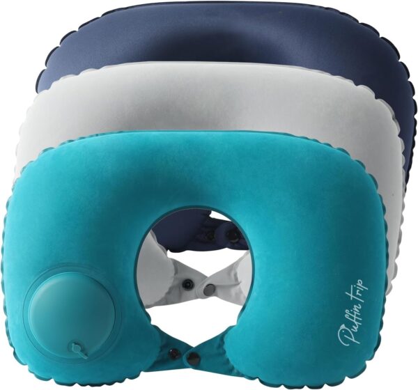 Ultralight Inflatable Travel Pillow Neck Pillow Press to Inflate Compressible Lumbar Support While Camp Travel Cars Office Home PeacockBlue - Image 8