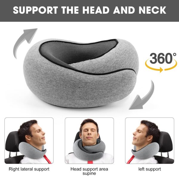 Neck Pillow, 2024 New Neck Pillow, Memory Cotton Neck Pillow, Can Store U-Shaped Pillow, Suitable for Airplanes, Cars, Offices, Upright Sleeping Neck Pillow (Gray) - Image 6