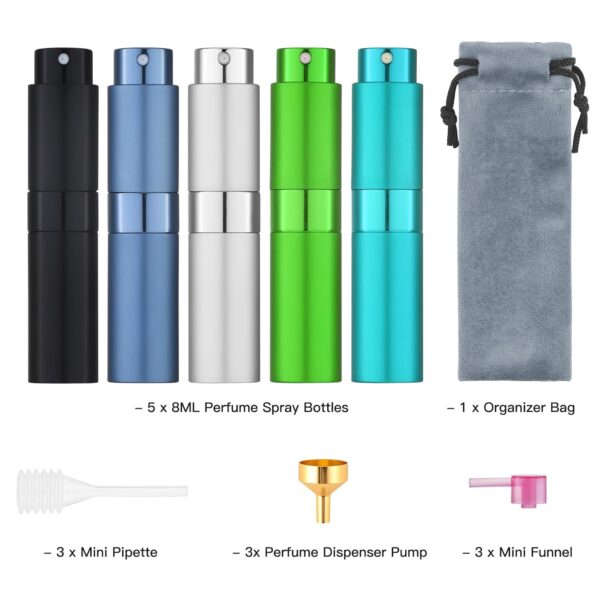 Tekson 8ml Travel Perfume Atomizer Refillable, Mini Cologne Spray Bottle Empty, Small Aftershave Portable Sprayer for Liquid Dispenser - Image 8