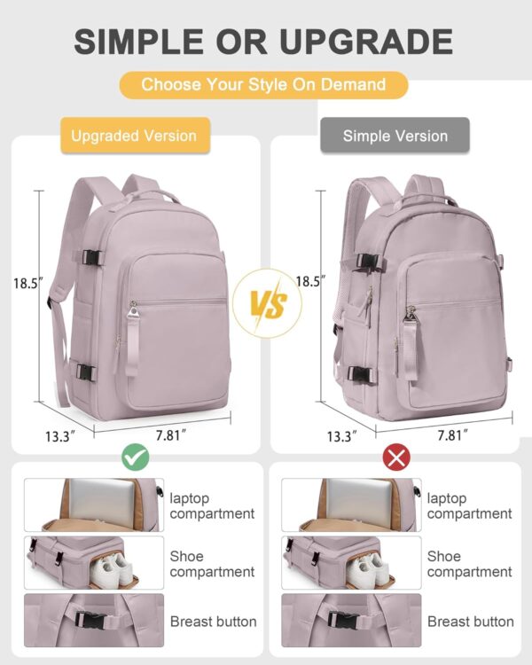 Travel Backpack For Women Men Carry On Backpack For Traveling On Airplane Travel Essentials Hiking Waterproof Laptop Backpack With Shoe Compartment Gym Work College Backpack For Travel Bag Pink Purple - Image 7