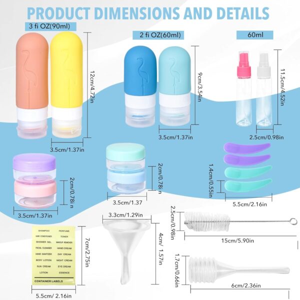 17Pcs Travel Bottles Set,TSA Approved Travel SizeToiletries Leak Proof Silicone Squeezable Containers for Shampoo,Conditioner,Lotion Etc,Easy Dispensing Travel Size Accessories Essentials Kit - Image 2