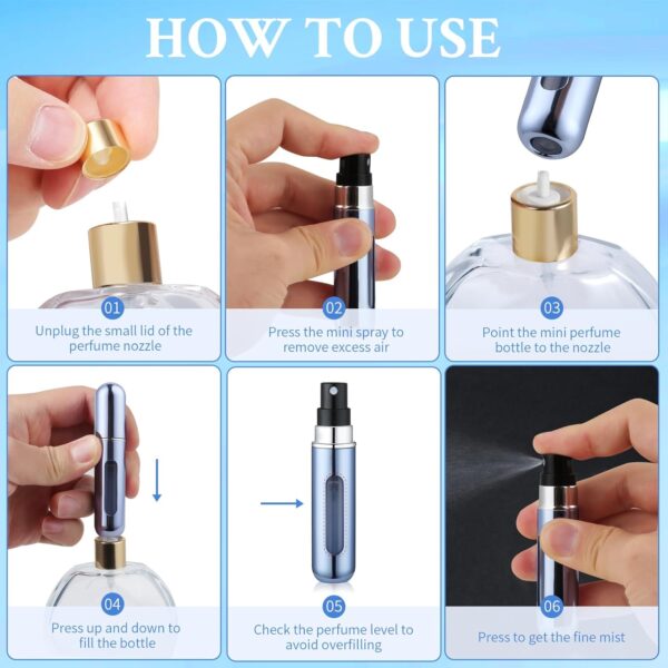 Travel Perfume Bottle Refillable, Mini Perfume Refillable Bottle, Small Spray Bottles for Travel, Travel Cologne Sprayer, Must Have Travel Essentials 4PCS 5ml Perfume Atomizer - Image 7