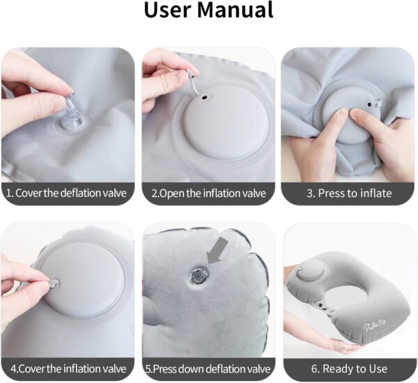 Ultralight Inflatable Travel Pillow Neck Pillow Press to Inflate Compressible Lumbar Support While Camp Travel Cars Office Home PeacockBlue - Image 5