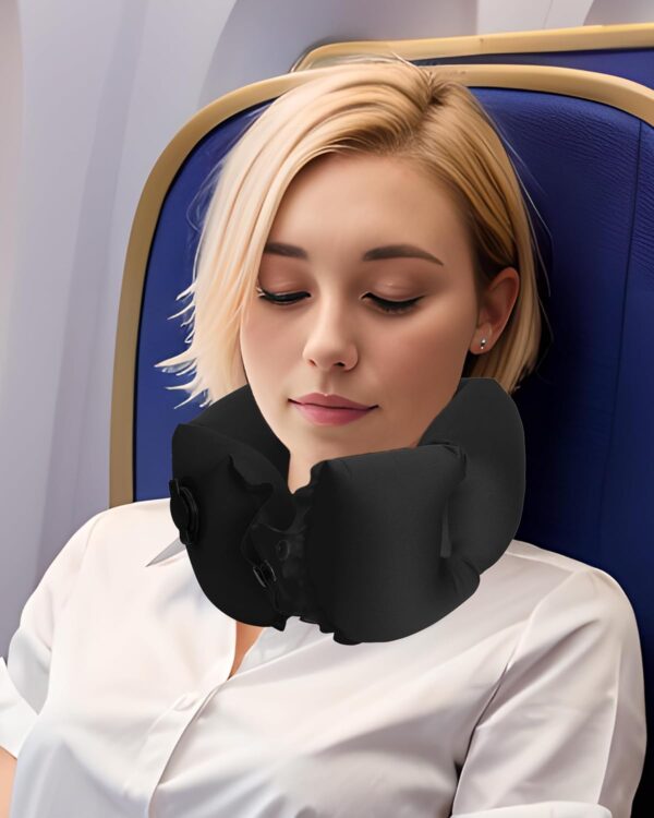 Estefanlo Travel Pillow for Airplane, Comfortable and Infaltable Neck Pillow for Travel with Portable Drawstring Bag, Lightweight Inflatable Plane Pillow for Sleeping (Black) - Image 7