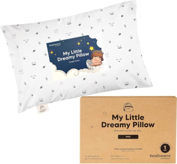 Mini Toddler Pillow with Pillowcase - 9x13 My Little Dreamy Mini Pillow, Organic Toddler Pillows for Sleeping, Kids Pillow, Small Pillows, Travel Pillows for Sleeping, Toddler Bed Pillows (Acorn)