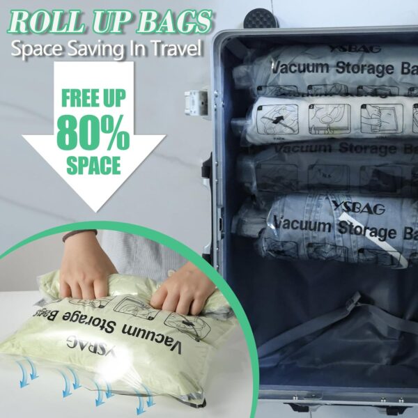 20 Pack Vacuum Storage Bags,Space Saver Bags,Travel Vacuum Bags,Vacuum Seal Bags for Clothes,Comforters, Blankets,Hand Pump Included(4 Jumbo/4 Large/4 Medium/4 Small/4 Roll) - Image 6