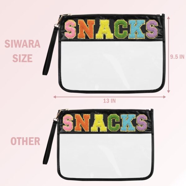 Snack Bags Clear Pouch Travel Makeup Bag Chenille Letter Bags for Zipper Pouch Clear Cosmetic Bag Clear Tote Bag Makeup Travel Bag for Women - Image 3