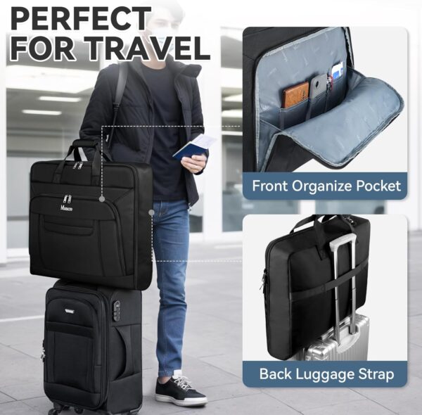 Mancro Garment Bags for Travel, Large Travel Suit Bag for Men Women with Shoulder Strap, Wrinkle Free Carry On Garment Bags for Hanging Clothes, Business Foldable Hanging Luggage Bag for Travel, Black - Image 4