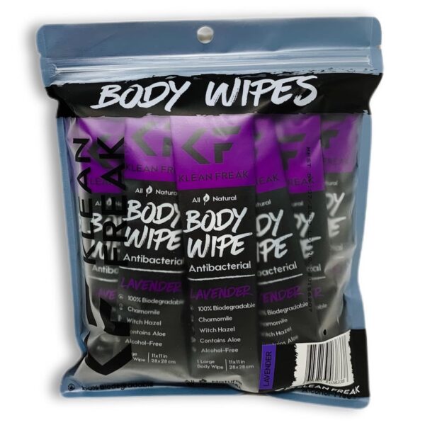 Body Wipes - Individually Wrapped | Showerless Body Wipes for Women & Men | Sustainable Body Wipes for Gym, Travel, Camping | Lavender, 12 Pack - Image 8