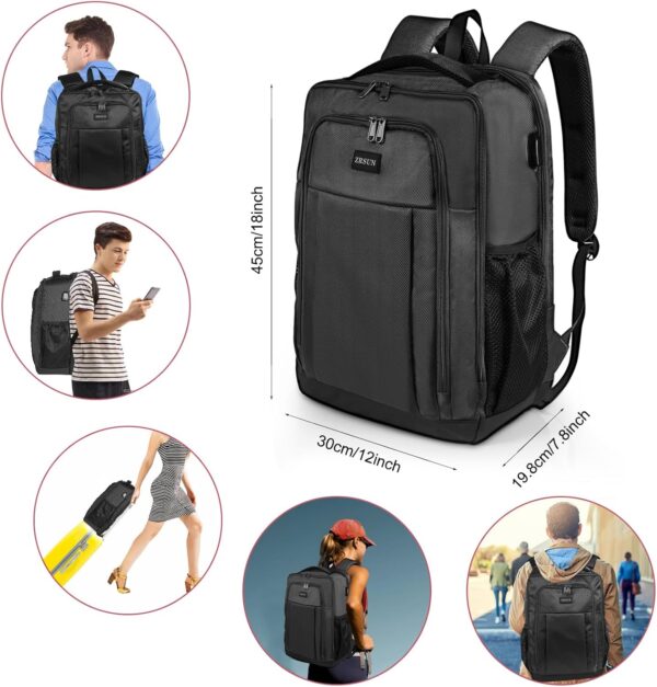 Travel Backpack, Business Anti Theft Slim Sturdy Laptops Backpack with USB Charging Port, Water Resistant College School Laptop Bag for Men & Women Fits 15.6 Inch Notebook (Black) - Image 6