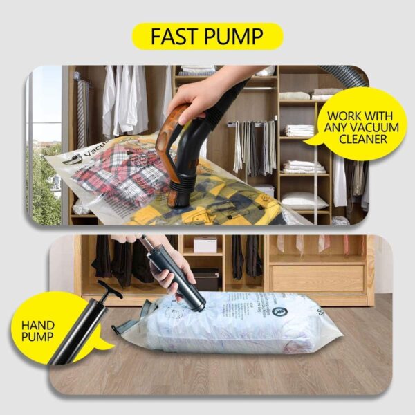 Vacuum Storage Bags (5 x Jumbo, 5 x Large), Space Saver Sealer Compression Bags with Travel Hand Pump for Blankets, Comforters, Pillows, Clothes Storage - Image 5