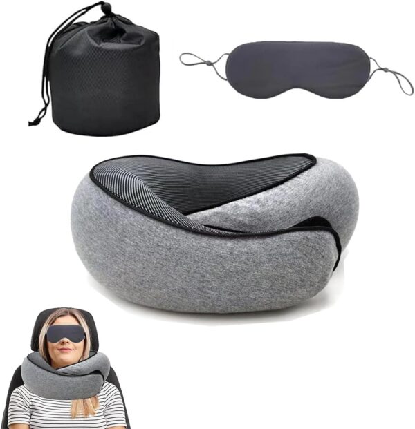 Travel Pillow Travel Neck Pillow, 360 Degree Comfort and Breathability, Airplane Travel Neck Pillow, Stowable U-Shaped Pillow, Gray, mollie us 02 - Image 6