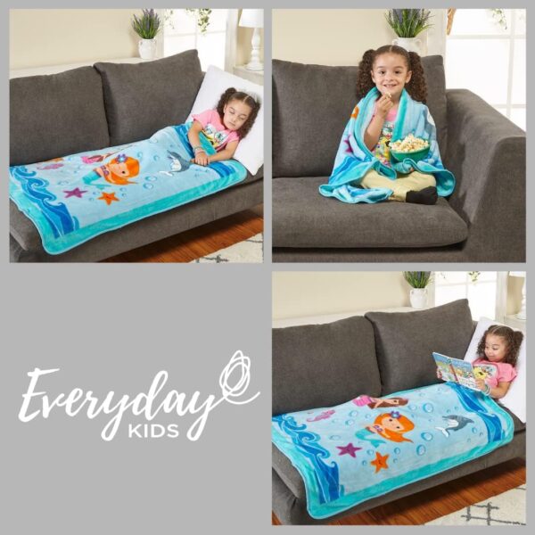 EVERYDAY KIDS Toddler Throw Blanket - 30" by 40" - Mermaids Undersea Adventure - Super Soft, Plush, Warm and Comfortable - Image 7