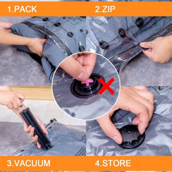 Vacuum Storage Bags (5 x Jumbo, 5 x Large), Space Saver Sealer Compression Bags with Travel Hand Pump for Blankets, Comforters, Pillows, Clothes Storage - Image 6