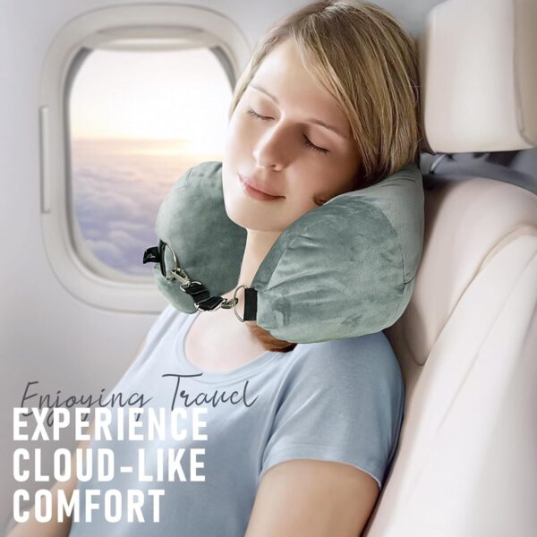 Travel Neck Pillow Stuffable with Clothes, Stuffable Neck Pillow for Travel, The Fillable Neck Pillow Storage Bag, Soft Velvet Neck Pillow Case Cover, Packable Airplane Travel Pillow - Image 5