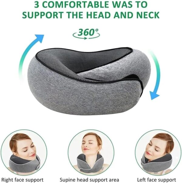 Travel Pillow Travel Neck Pillow, 360 Degree Comfort and Breathability, Airplane Travel Neck Pillow, Stowable U-Shaped Pillow, Gray, mollie us 02 - Image 2