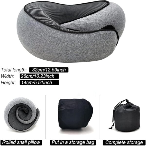 Travel Pillow Travel Neck Pillow, 360 Degree Comfort and Breathability, Airplane Travel Neck Pillow, Stowable U-Shaped Pillow, Gray, mollie us 02 - Image 3