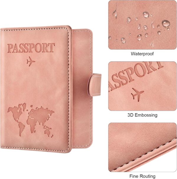 Eoehro Passport Holder for Travel Essentials, Passport Wallet Cover Case for Travel Must Haves Accessories,Passport Book Holders for Women and Men(light pink) - Image 5