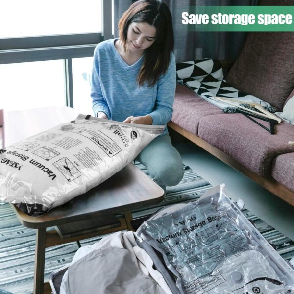 20 Pack Vacuum Storage Bags,Space Saver Bags,Travel Vacuum Bags,Vacuum Seal Bags for Clothes,Comforters, Blankets,Hand Pump Included(4 Jumbo/4 Large/4 Medium/4 Small/4 Roll) - Image 3