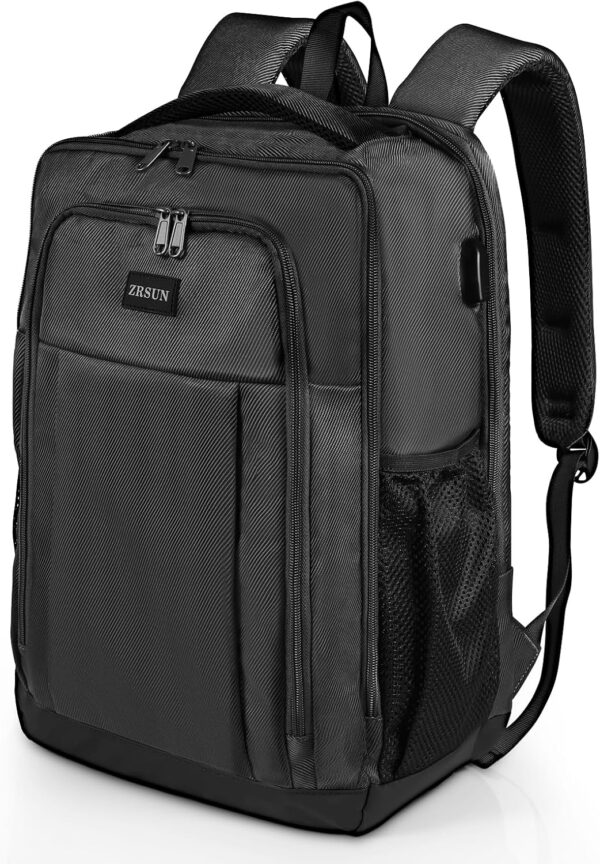 Travel Backpack, Business Anti Theft Slim Sturdy Laptops Backpack with USB Charging Port, Water Resistant College School Laptop Bag for Men & Women Fits 15.6 Inch Notebook (Black)