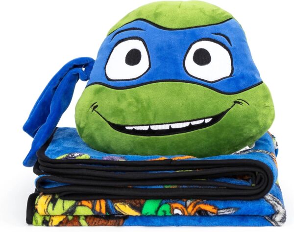 Jay Franco Nickelodeon Teenage Mutant Ninja Turtles Mutant Mayhem Leonardo Nogginz Set - 40 x 50 Inch Blanket & Plush Pillow Set, Kids Super Soft 2 Piece Set - Image 5