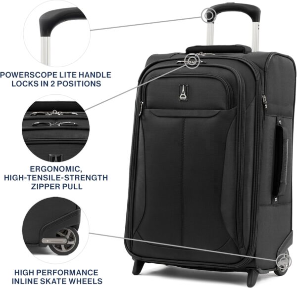 Travelpro Tourlite Softside Expandable Luggage with 4 Spinner Wheels, Lightweight Suitcase, Men and Women, Black, Carry-On 21-Inch - Image 3