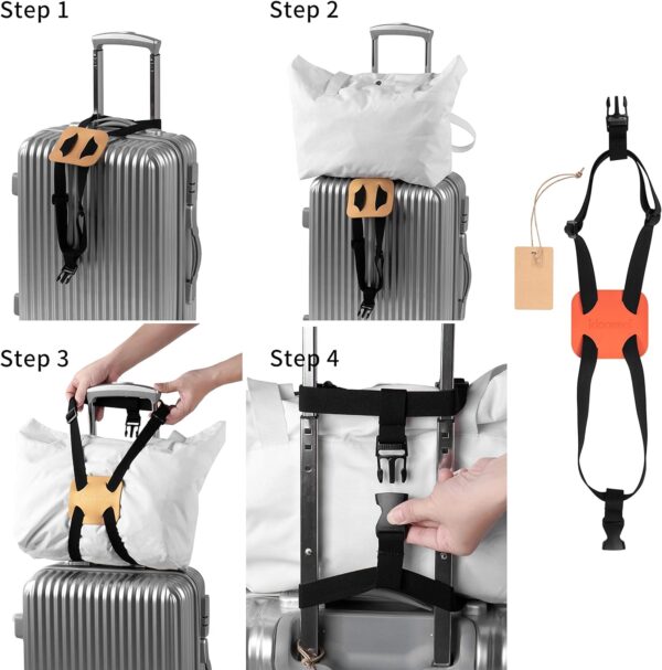 Luggage Straps ， luggage add a bag strap，travel must haves High Elastic Suitcase Adjustable Belt Bag Bungees with Buckles (Orange) - Image 5