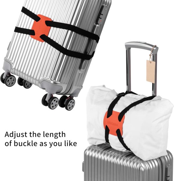 Luggage Straps ， luggage add a bag strap，travel must haves High Elastic Suitcase Adjustable Belt Bag Bungees with Buckles (Orange) - Image 3