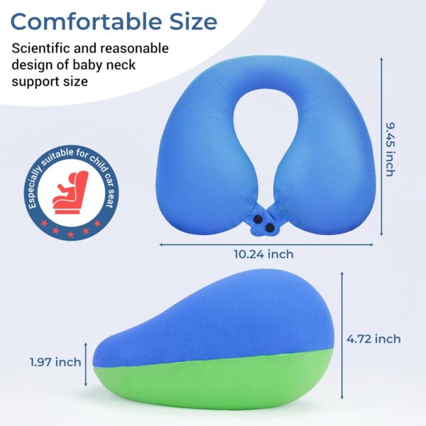 COOLBEBE Kids Chin Supporting Travel Neck Pillow,Softly Double Support Neck Pillow for Car & Airplane, Traveling Gifts for Toddler & Children(1, Bluish Green) - Image 6