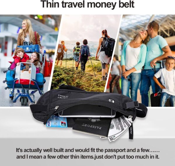 DAITET Money Belt - Passport Holder Secure Hidden Travel Wallet with RFID Blocking, Undercover Fanny Pack (Black) - Image 7