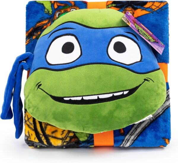 Jay Franco Nickelodeon Teenage Mutant Ninja Turtles Mutant Mayhem Leonardo Nogginz Set - 40 x 50 Inch Blanket & Plush Pillow Set, Kids Super Soft 2 Piece Set - Image 6