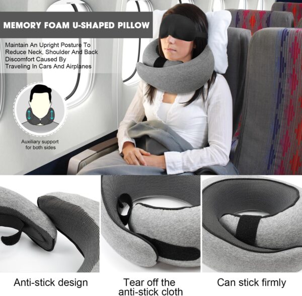 Neck Pillow, 2024 New Neck Pillow, Memory Cotton Neck Pillow, Can Store U-Shaped Pillow, Suitable for Airplanes, Cars, Offices, Upright Sleeping Neck Pillow (Gray) - Image 2