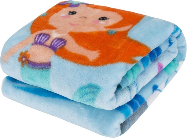 EVERYDAY KIDS Toddler Throw Blanket - 30" by 40" - Mermaids Undersea Adventure - Super Soft, Plush, Warm and Comfortable - Image 2