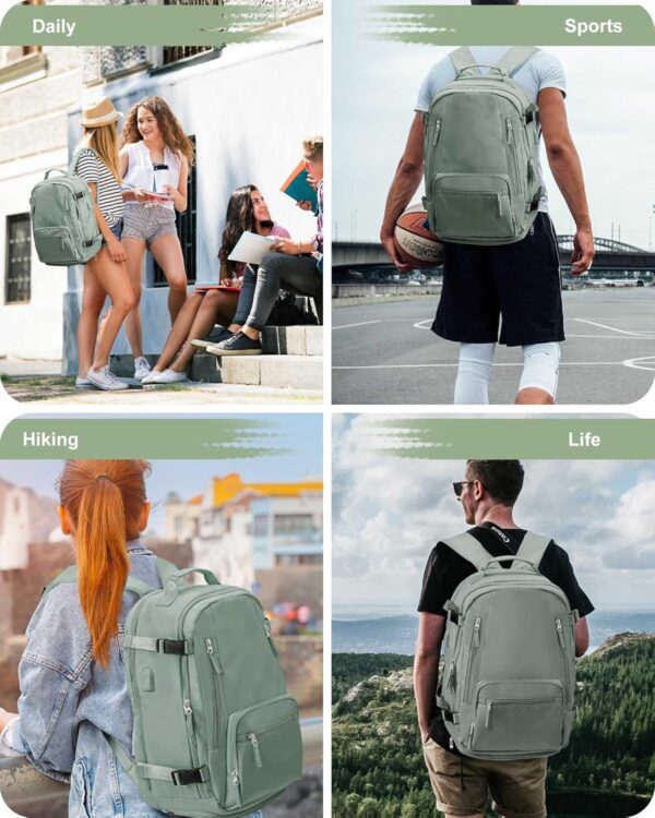 Carry On Backpack, Travel Backpack for Women Men Flight Approved, Personal Item Travel Bag for Airplanes, 14-15.6 Inch Laptop Business Backpack, Casual Daypack Gym Hiking Bakpack Green - Image 6