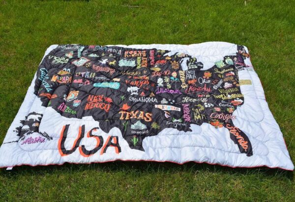 Camping Blanket, Puffy Waterproof Travel Blanket, Warm Cozy Picnic Blanket, for Outdoors, Travel, and Mountain.(Map, 78" x 56") - Image 2